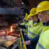 Industry minister Chris McDonald MP, right, with Greg Clarke, chief operating officer at Speciality Steel UK, at Speciality Steel in Stocksbridge.