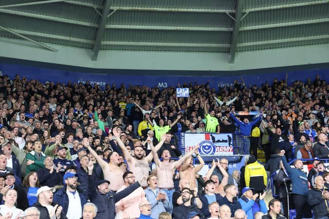 The Pompey fans in full voice at the King Power Stadium