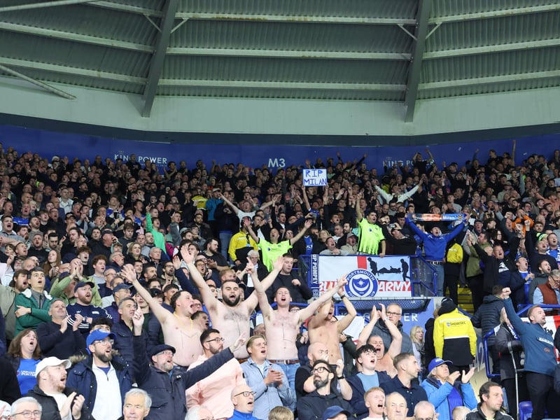 The Pompey fans in full voice at the King Power Stadium