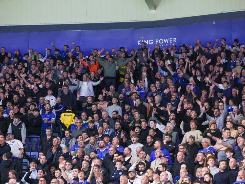 The sold-out away end at the King Power Stadium