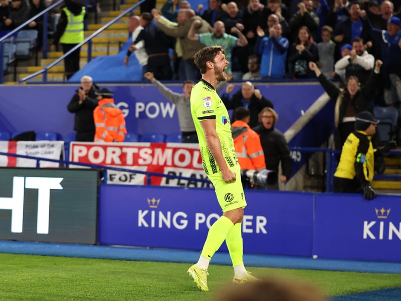 John Swift celebrates his 58th-minute goal in front of the Pompey fans