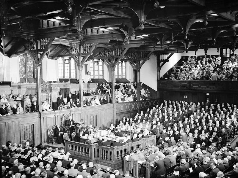 The opening meeting of the General Assembly of the Church of Scotland in the Assembly Hall in 1956.