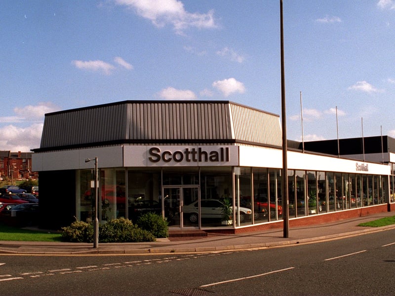 Did you buy a car here back in the day? Scotthall Leeds Ltd.  on Sheepscar Way pictured in October 1995.