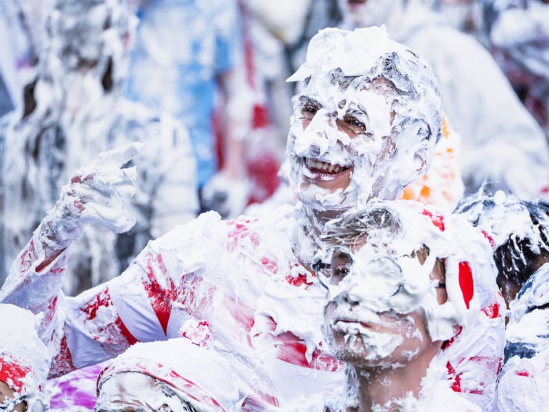 Hundreds of first-year students took to St Salvator’s Quad to take part 
