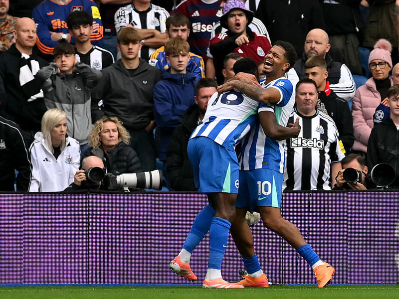 Brighton celebrate victory against Newcastle United... but where will they finish this season?