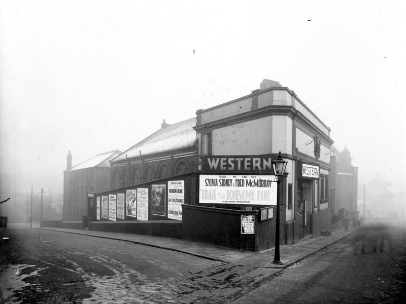 Pictureland cinema which opened in April 1910. It had been converted from a Primitive Methodist Chapel.  The name changed to Western Talkie in November 1933 and closed in May 1956 before reopening in 1957 as the New Western. It was finally closed on December 30, 1960.