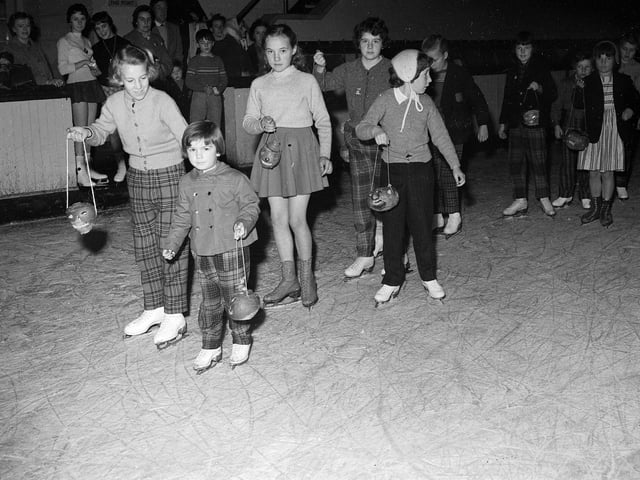 Skating with turnip lanterns at Murrayfield Ice Rink in 1958.