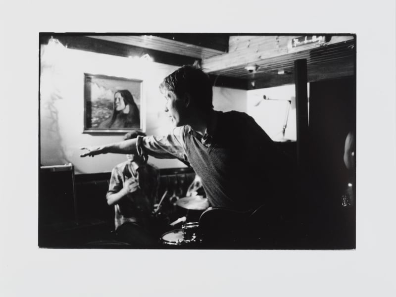 Black and white photographic print, 'Franz Ferdinand, The Captain's Rest, Glasgow' by Alan Dimmick
