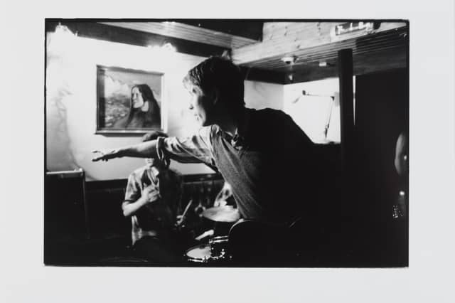Black and white photographic print, 'Franz Ferdinand, The Captain's Rest, Glasgow' by Alan Dimmick