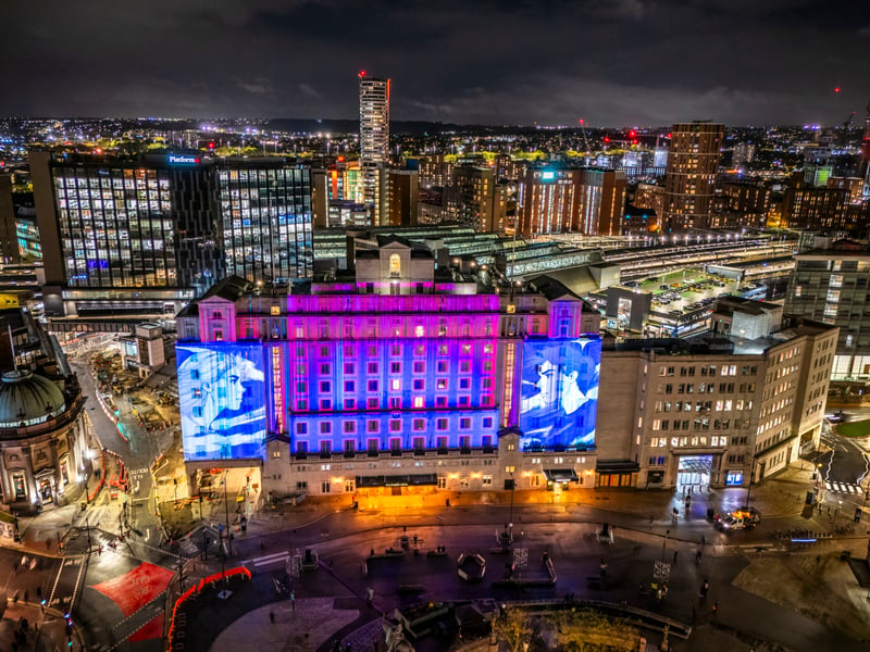 One Second Lovestory by Dirk Rauscher is projected on to the Queens Hotel