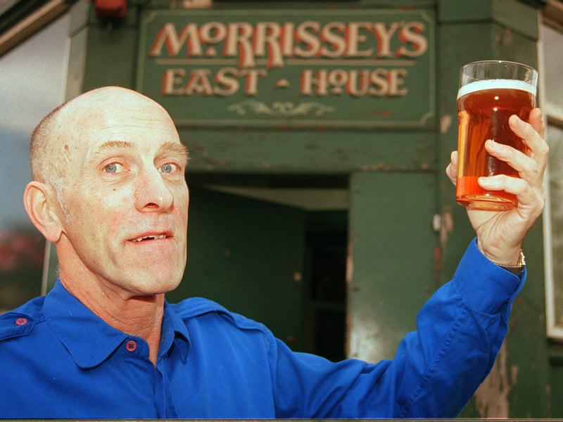 Pat O'Kelleher, owner of the East House pub, in Spital Hill, Sheffield, in 1999
