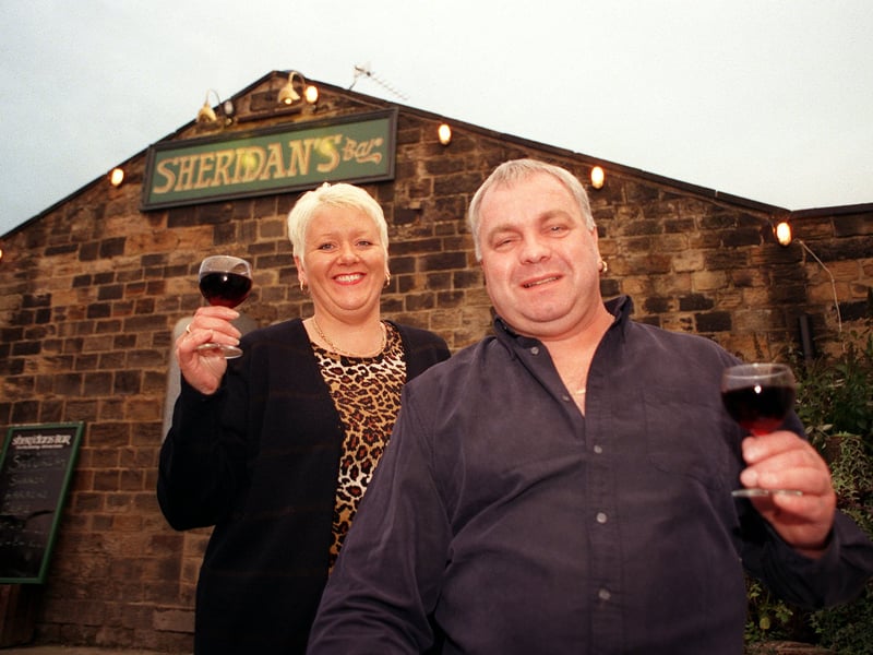 Brian Ramsden, landlord of Sheridan's Bar, in Calder Wharf Mills , Ravensthorpe, near Dewsbury, with his partner Sandra Wilks in 1999