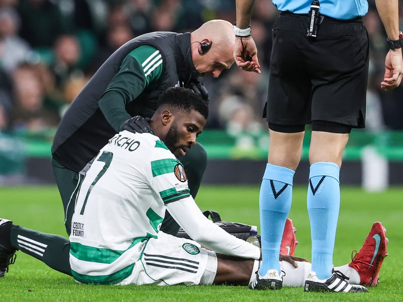 The Nigerian striker is out with a hamstring problem that he picked up in the opening minutes of last week's win over Sturmz Graz.