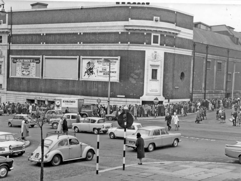 The Gaumont Cinema, Barker's Pool, Sheffield, pictured in April 1965. It opened in 1927 as The Regent, became the Gaumont in 1946, was twinned by Rank in 1969 and tripled in 1979, before closing in November 1985