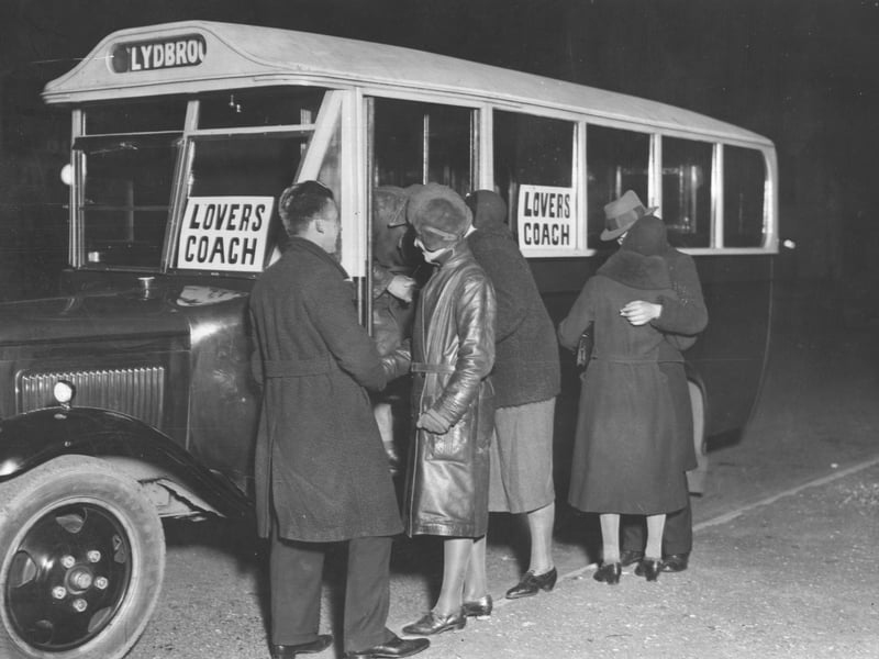 A coach service run on Sunday nights to take young men from the Forest of Dean to their sweethearts, most of whom are in domestic service in Cheltenham, in 1932
