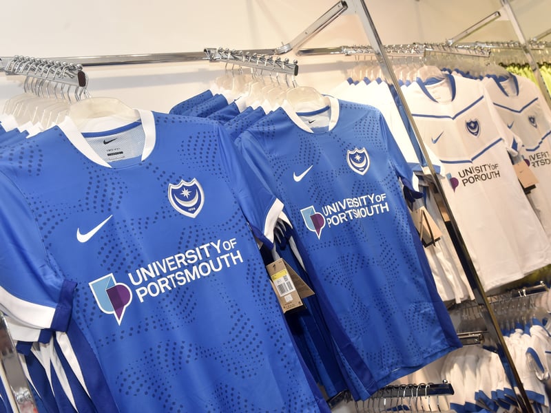 Home shirts on sale at the new Pompey pop-up store.