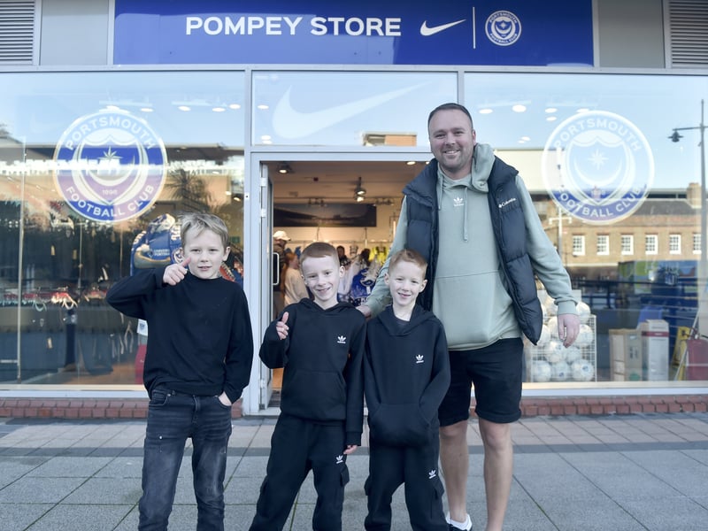  Billy Warburton with his sons (l-r) Freddie, Ralphie and George, at the opening of the Pompey Store in Gunwharf Quays.