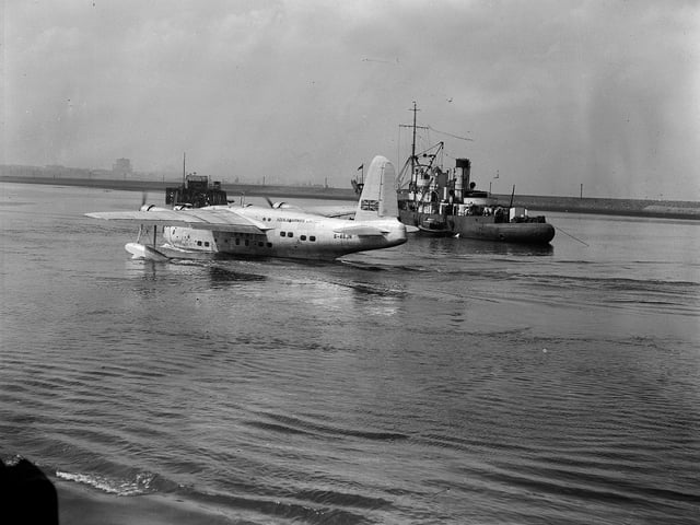 The Aquila Airways Hythe-class flying boat, Hudson, landing at Leith’s Western Harbour on June 1, 1950. It was tipped to kick-start a lucrative new era for the old port that would bring in thousands of visitors from England - something that was destined never to happen.