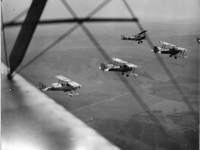Air Cadets from the Edinburgh University Air Squadron learning to fly at Scone, Perthshire, in March 28 1950.