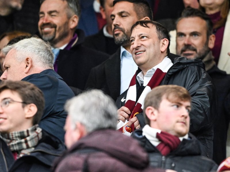 Hearts investor Tony Bloom watches on