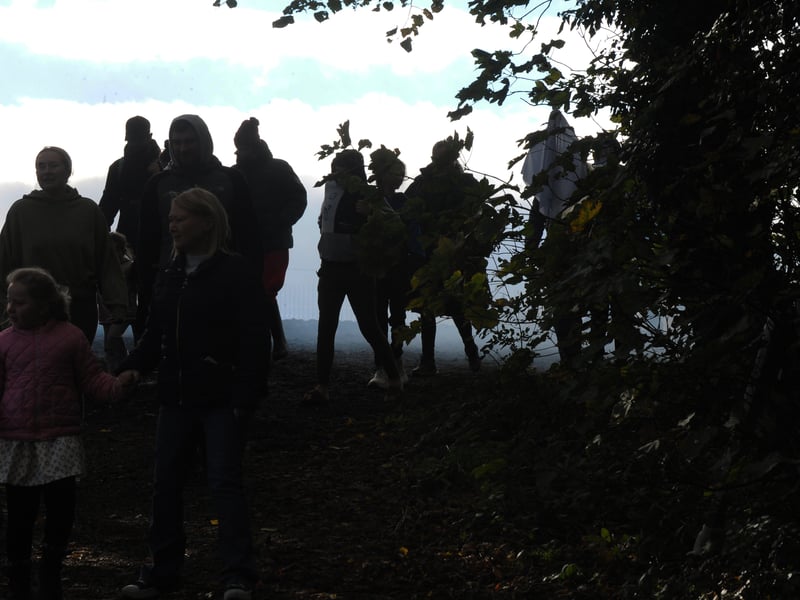 Visitors enter the wood at Swithens Farm.
