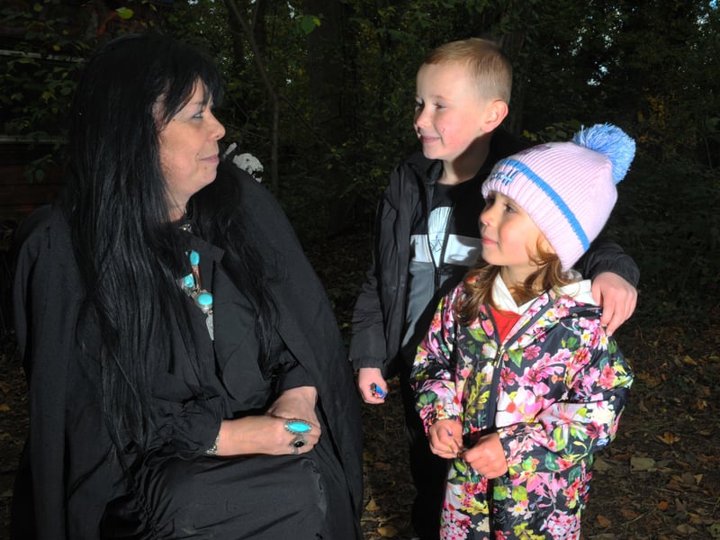 Witch Jules meets Carter Bradley, six and sister Theadora, three, from Morley.