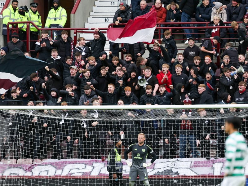 Fans behind the goal lap it up