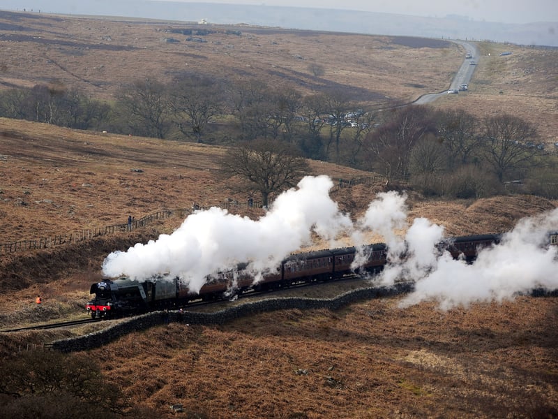 The North York Moors ranked fourth with 525,000 visitors, showing a 55% increase from pre-pandemic figures. The research found that the region's winter stargazing experiences have become a significant draw, with the area being recognised as one of the UK's best dark sky locations. Pictured is The Flying Scotsman steaming across the North Yorks Moors during its first weekend on the North Yorks Moors Railway.