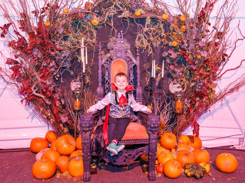 Iker on the throne at Pumpkinville in Gunwharf.