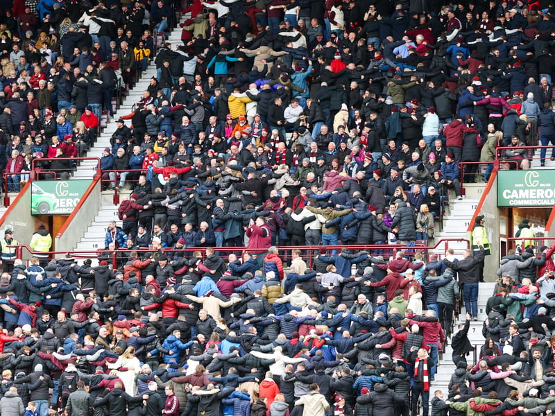 A general view of Hearts fans during the victory against Celtic.