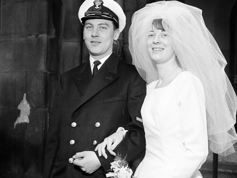 Ray Bone with his new wife after their wedding in Leith's St Thomas Church in February 1964.
