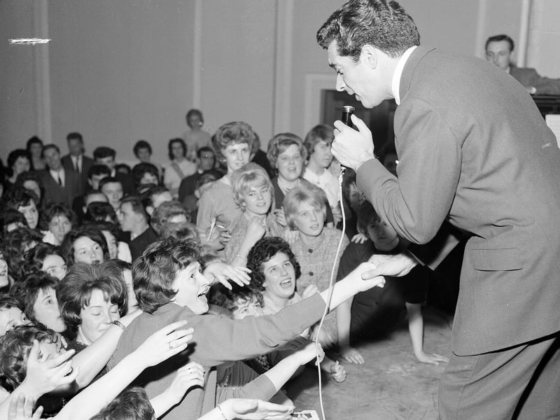 Singer Frankie Vaughan playing Leith Town Hall in aid of the local Boys Club in 1961.
