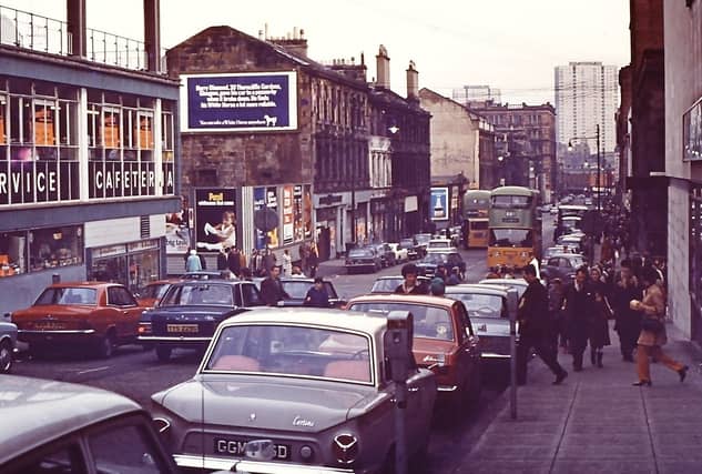 Looking east to the junction with Cambridge Street from Renfrew Street in 1968-1970.
