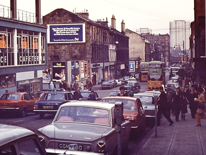 Looking east to the junction with Cambridge Street from Renfrew Street in 1968-1970.