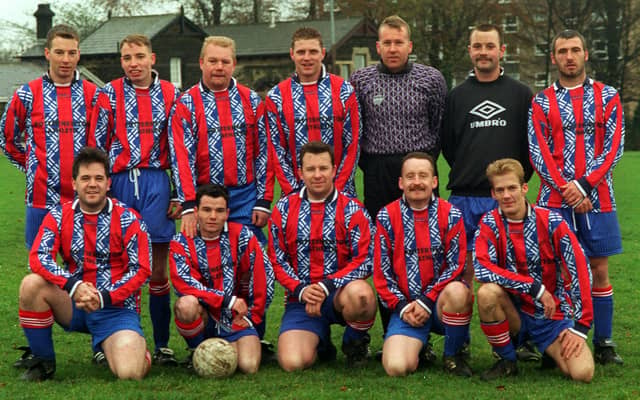 Leeds Sunday League Division 3 team Potternewton Athletic pictured in November 1996. Back row, from left, are Darryl Phelan, Michael Jones, Ian Bean, Darren McIlroy, Richard Sutcliffe, Sean Phelan and John Webster. Front row, from left, are Barry Shepherd, Lee Carney, Owen Corkery, Pepie Morley and Steve Denton.