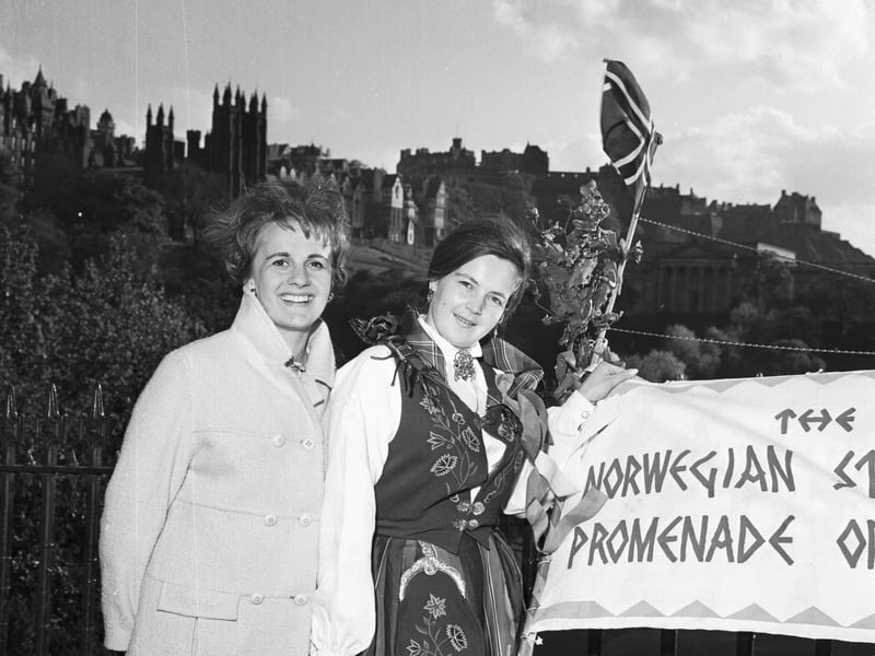 Norwegian students march along Princes Street on Norway Day in May 1966.