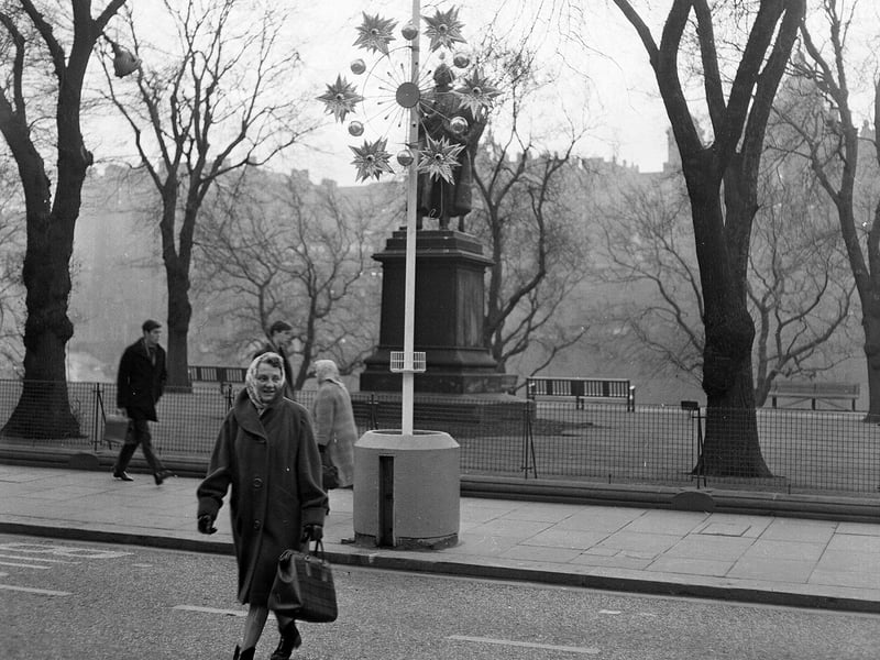 Princes Street Christmas decorations in November 1964.