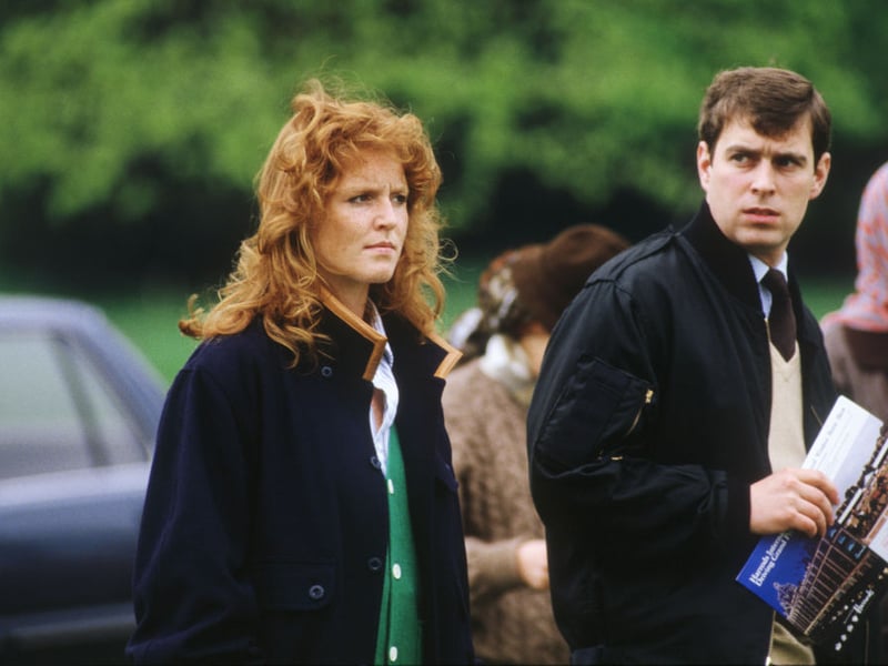 Sarah Ferguson and Prince Andrew watching the cross country Carriage Driving event on May 10, 1986 at the Royal Windsor Horse Show in Windsor, Berkshire.