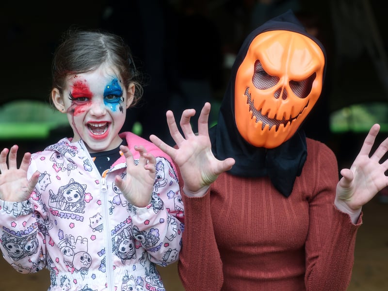 Cousins Esme Beaton, 5, and Mia Connet, 14, help bring the spooky to Spookesbury.