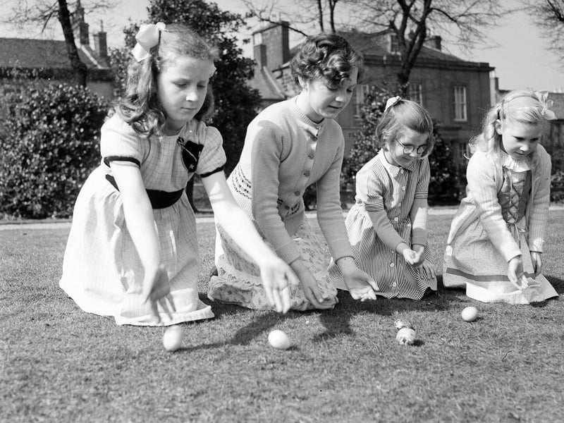 Children rolling Easter Eggs at Portobello's Abercorn Park in 1951.