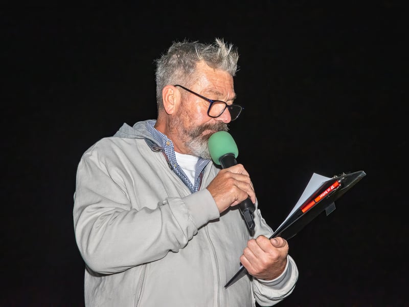 Radio presenter Mark Collins at HMS Sultan's Bonfire Night.