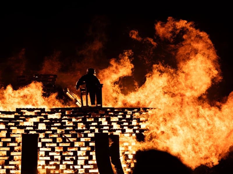The bonfire in full swing