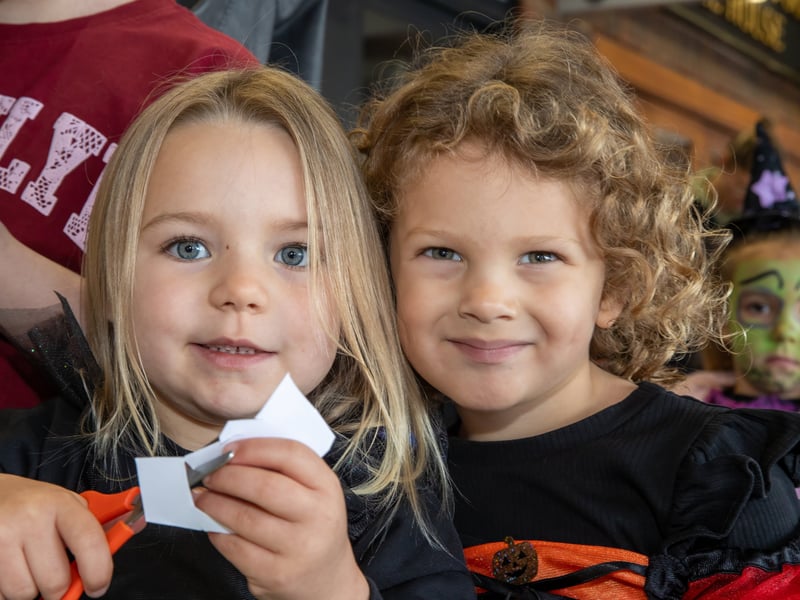 Elle, 4, and Teddi, 3, at the Port Solent Halloween Kids Club.