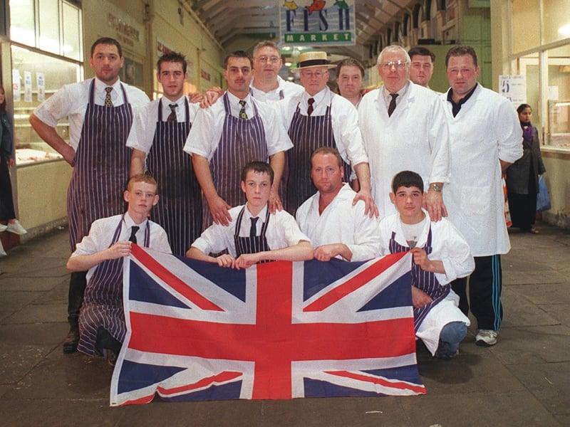 Butchers at Kirkgate Market pictured in October 1999.