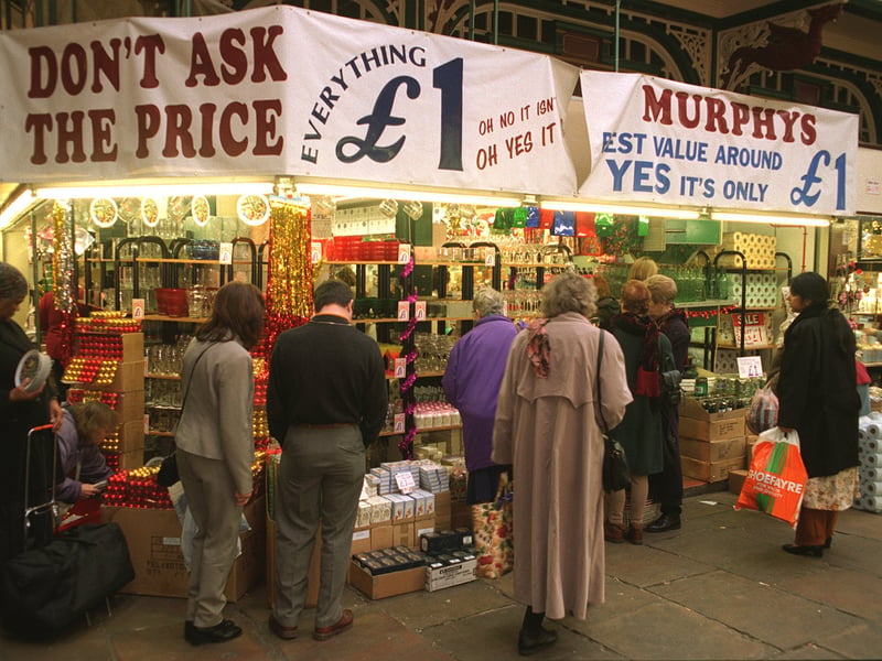You didn't need to ask the price at Murphy's - everything was £1. Pictured in August 1998.