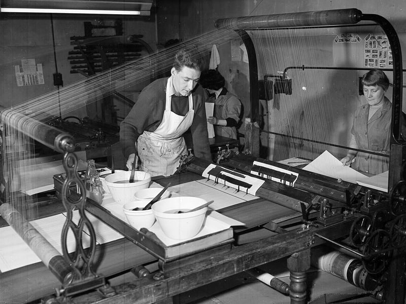 A man at work at Moores Modern Methods Ltd, manufacturers of loose leaf books and machine accounting equipment, based in the Cowgate in May 1959.
