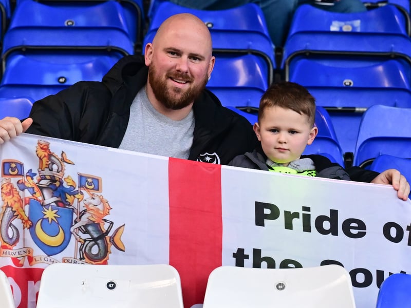 Pompey fans defiantly backed their team as they were battered 4-0 at Birmingham City. Pic: Dennis Goodwin/ProSportsImages