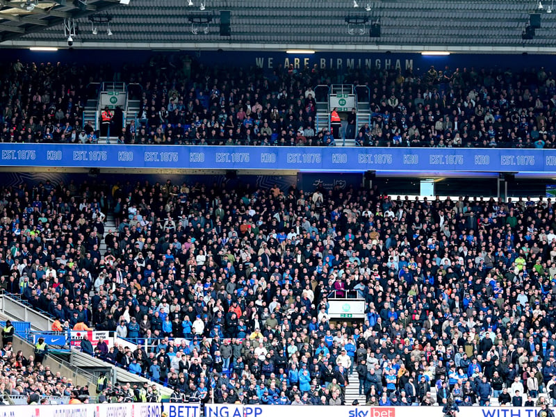 Pompey fans defiantly backed their team as they were battered 4-0 at Birmingham City. Pic: Dennis Goodwin/ProSportsImages
