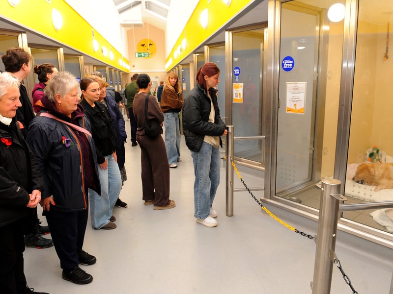 The visitors tour the kennels