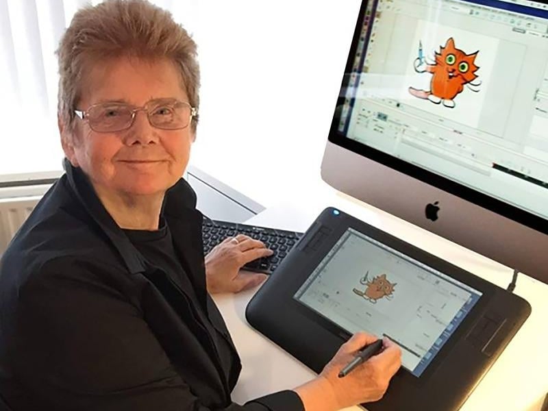 Here is Sheila in 2021 when her lifetime of art and animation was spotlighted in a new exhibition in South Shields.